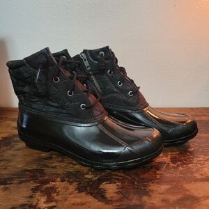 SPERRY Syren Gulf Women's SZ 9 Black Quilted Lace-Up Boots